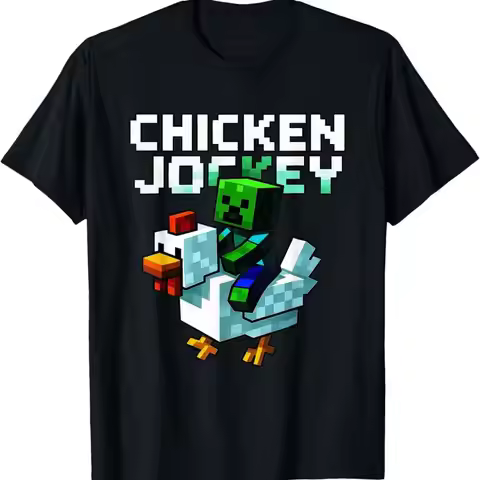 Funny Chicken Jockey Zombie Pixel Art Gamer T Shirt