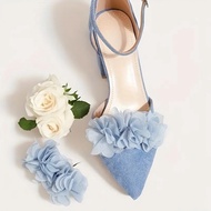 Cute fabric flower shoes clip