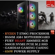 Gaming PC Package With Ryzen 7 5700G / DDR4 RAM / 500GB SSD