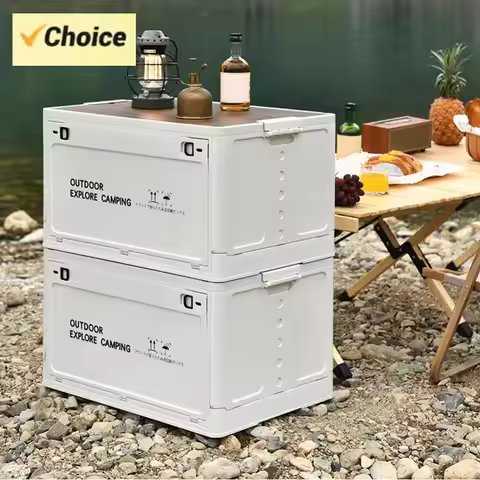 30L Collapsible Storage Bin with Wooden Lid Portable Storage Container Large Capacity Stackable Home