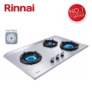 Rinnai RB-3SI-C-S 3-Inner Burner Built-in Gas Hob (Stainless Steel) Japan Quality Safety Fast Heat Glass Stove Electric