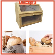 [Chiwanji] Bamboo Bread Box Bread Bin Cans Bread Holder Kitchen Canisters Bread Storage Container for Shop Flour Food Tea