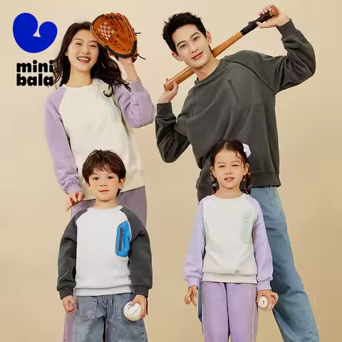 Mini Bala Boys Girls Hoodie Winter Family Matching Set Warm Kids Top for Parents and Baby