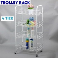 (READY STOCK) QUALITY 4 Tier Trolley Kitchen Multipurpose Storage Trolley Kitchen Organizers &amp; Storage/ Dish Plate Rack/ Rak Pinggan &amp; Serbaguna 4 Tiers Rak Dapur dengan Roda