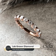 Diamond Band Lab Grown 100 Baht Water 0.06 CT Per Piece Total 0.90 l 92.5% Pure Silver Ciela Jewelry