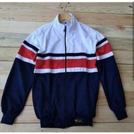 MERAH ROJALI STM White Navy Tracktop Jacket with Red Stripes