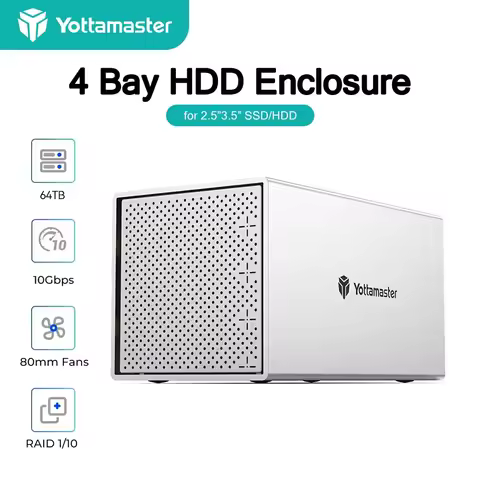 Yottamaster 4 Slot RAID Enclosure 4 Bay 2.5/3.5-inch USB3.0 to SATA3.0 RAID External HDD Array Enclo