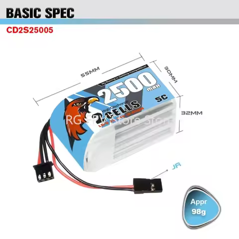 CODDAR 2500mAh 2S2P 7.4V 5C/10C Lipo Battery With JR Plug For Rc Car Transmitter TX Rc Hump Receiver