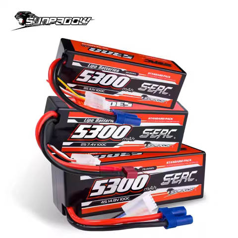 SUNPADOW 2S 3S 4S 7.4V 11.1V 14.8V Lipo Battery EC5 Plug 5300mAh 100C for RC Car Plane DJI Truck Tan