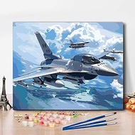 BEAUTYMEHNDI STORE F-16 Fighter Jet Paint by Numbers Kit for Adults 16x24 Inch – DIY Canvas Painting