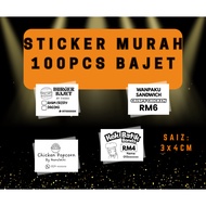 100 pcs Sticker Budget | Sticker Label |Sticker Makanan Vendor | Saiz 4x3cm | PART 2