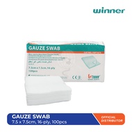 [Bundle of 3] WINNER Non-Sterile Absorbent Gauze Swab 7.5cm x7.5cm, 16ply (100pcs/pack)