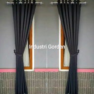 Gorden Jendela Pintu Ruang Tamu Mewah Blackout Import Polos Serat Tebal Warna Hitam Abu Tua Abu Muda
