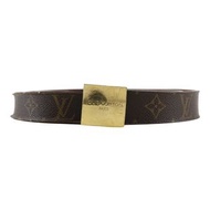 二手LOUIS VUITTON Ceinture Carre 皮帶 M6801，字母帆布，鍍金飾面，西班牙製造，2001 年，LB1001，男士