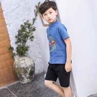 LANBAO ชุดตรุษจีนเด็กชาย เทศกาลกลางฤดูใบไม้ร่วงจีนชายชุดสูทสีแดงจีนแบบดั้งเดิมเสื้อผ้าเด็กจีนเด็กนักเรียนแสดงเสื้อผ้าเด็กถังเครื่องแต่งกาย เสื้อตรุษจีนเด็กชาย