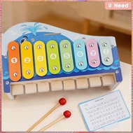[Wishshopeeyas] 8 Notes Kids Xylophone with Colorful Keys Hand Knock Piano Wood Percussion Instrumen