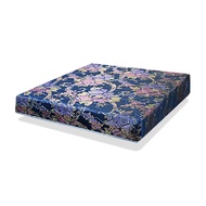 [特價]ASSARI-藍色厚緹花布護背式冬夏兩用彈簧床墊(雙大6尺)
