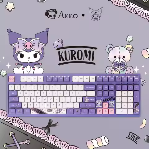 Akko x Kuromi 3108 Mechanical Keyboard 2.4GHz & Wired Cute Cartoon Anime Keyboard Gift for Mechanica