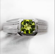 Men Ring 925 Silver Green Peridot Natural 7mm Lucky Birthstone August Birthday Man Gift R240GPN