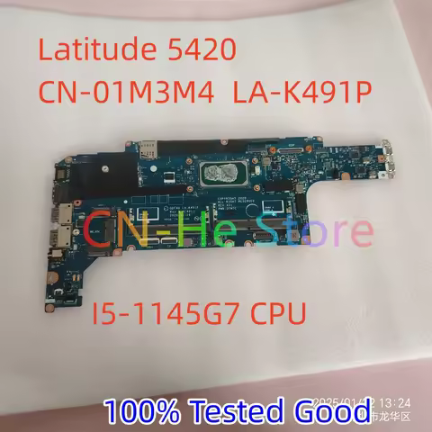 Original CN-01M3M4 For DELL Latitude 5420 1M3M4 01M3M4 LA-K491P Laptop Motherboard with SRK03 I5-114