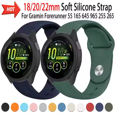 18/20/22mm Soft Silicone Strap For Gramin Forerunner 55 165 645 965 255 265 bracelet Accessories Wri