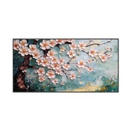 純手繪抽象梅花油畫客廳裝飾畫現代輕奢沙發背景墻掛畫臥室簡約立體肌理畫有外邊框 60cm*120cm