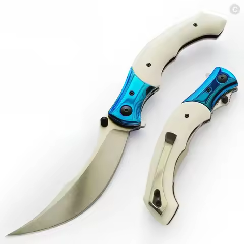 CR 7471 Folding Pocket Knife 8Cr13Mov Blade Resin/Wooden Handle Camping Outdoor Hunting Self-defense