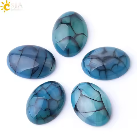 CSJA Blue Dragon Veins Agates Cabochon CAB Beads Natural Stone for Jewelry Making Accessories 18x25/