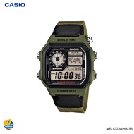นาฬิกาข้อมือผู้ชาย สายเรซิ่น Casio Standard Digital รุ่น AE-1200WH AE-1200WHB-1B AE-1200WHB-1A สายผ้