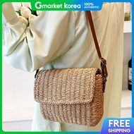 Womens Rattan Crossbody Bag Summer Beach Bag Square Rattan Bag