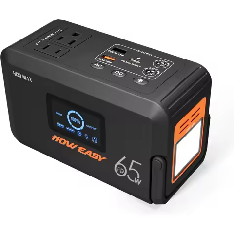 Portable Power Station, 135W (200W Peak) Solar generator, 110V AC Outlet and 65W PD output, 98Wh Lit