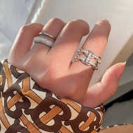 Hot Style Fashion.‎  Chain Ring Double Ring Pig Nose Ring Rhinestone Ring Chain Ring Classic Pig Nos