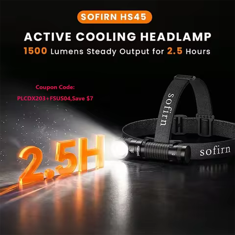 SOFIRN HS45 3200LM Magnetic Cooling Fan Headlamp Waterproof 21700 Battery USB C Adjustable Flashligh