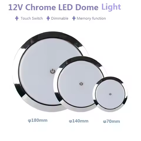 Dimmable Panel Lights 12V 24V Chrome Dome Lamp with Memory Function10-100% for RVs Boat Interior Rea
