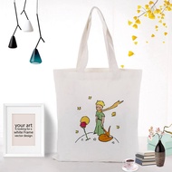 【In stock】Cute Cartoon Tote Bag Canvas Tote Bag Little Prince Print Logo Text Daily Use Eco Reusable Shopping Bags сумка через плечо жен