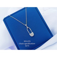 S925 Silver Plated Platinum "Pendant Necklace Set" (Set Rantai Leher+Loket) 925銀鍍鉑鑲鋯鏈墜項鏈組 PFS-079