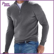 Yoewre Men Sweater Fall Long Sleeve Top Mens Slim Fit Zipper Neck Sweater for Fall/winter Soft Elast