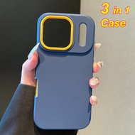 【3 in 1】Minimalist Multi-color Phone Case For iPhone Air 17 Pro Max X XR XS Max 11 12 13 14 15 16 Pr