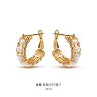 ต่างหูมุกเงินสเตอร์ลิง 925 ชุบทอง 18K หรูหรา