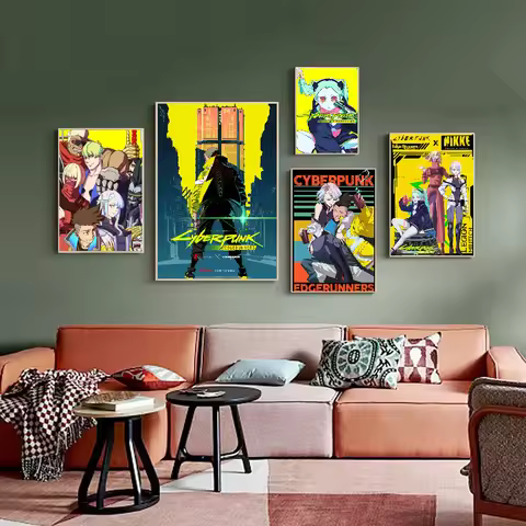Amine C-Cyberpunk E-Edgerunner Classic Vintage Posters Whitepaper Prints Posters Artwork Kawaii Room
