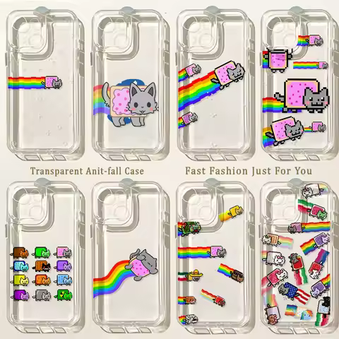 Cartoon N-Nyan Cat Phone Case For Xiaomi Redmi Note K60 15C 15 14 13 12 12C 11 10 10C 13C K50 Pro Pl