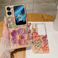 Korean Aesthetic Senior Full Screen Glitter Oil Painting Flower Phone Case for OPPO Find N2 FLIP findn2 flip Find N3 Flip Cover