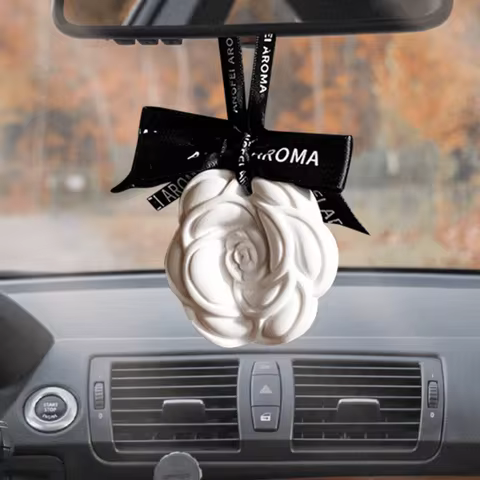 1PC Bow And Flower Design Plaster Car Hanging Ornament Craft Decorative Item