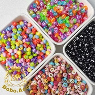 Round Alphabet Letter Beads Silver Gold Pastel Alphabet Beads (15 Grams)