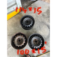 spare tire tyre tayar rim besi steel 100 114.3 15” wira saga satria kelisa kenari toyota honda nissa