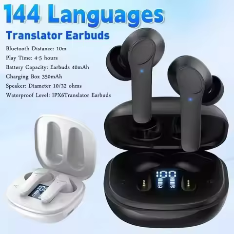 144 Languages Smart Translate Earbuds Real Time Voice Translator Support Online OffLine 4 Translatio
