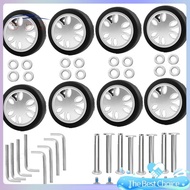 8pcs Luggage Wheels Replacement Kit,Dia 2in/50mm Thick 0.47in/12mm Resistant Rubber Mute Caster Repl