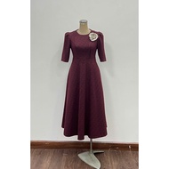 MY WAY Women's Party Swing Dress Long Sleeve Elegant Flower Applique 2MD08165H