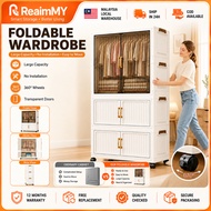 Almari Baju Plastik Kukuh Foldable Wardrobe Clothes Storage Cabinet with Wheels Cupboard Clothes Lar