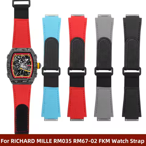 For RICHARD MILLE RM035 030 RM35-01/02 FKM Watch Strap RM055 RM67-01 02 Leather Watch Band Men Women